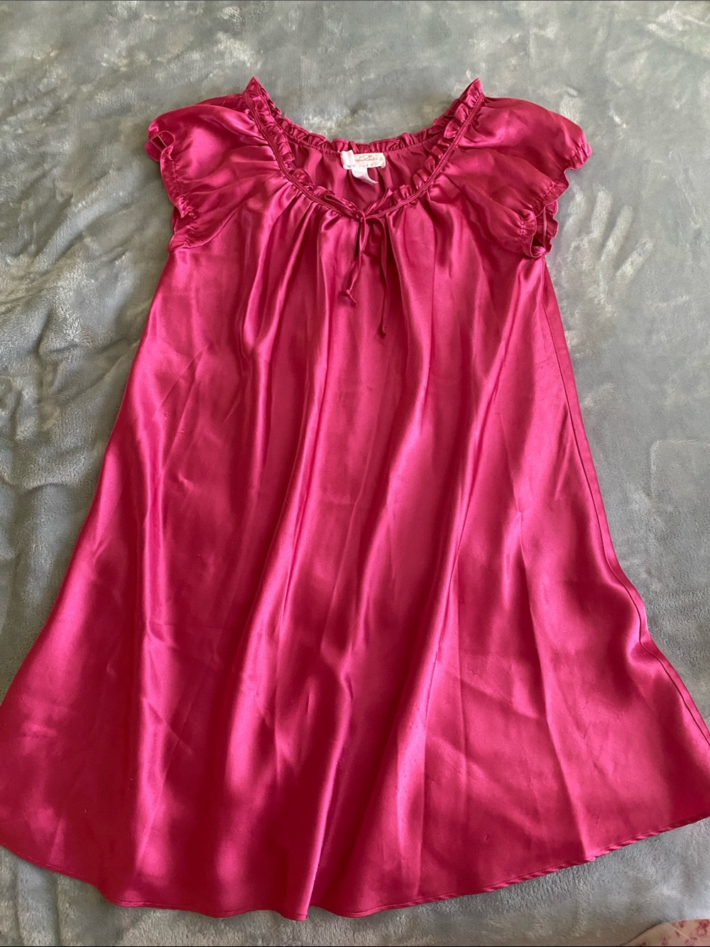 Oscar de la renta Fuchsia Satin Short-Sleeve Dress
